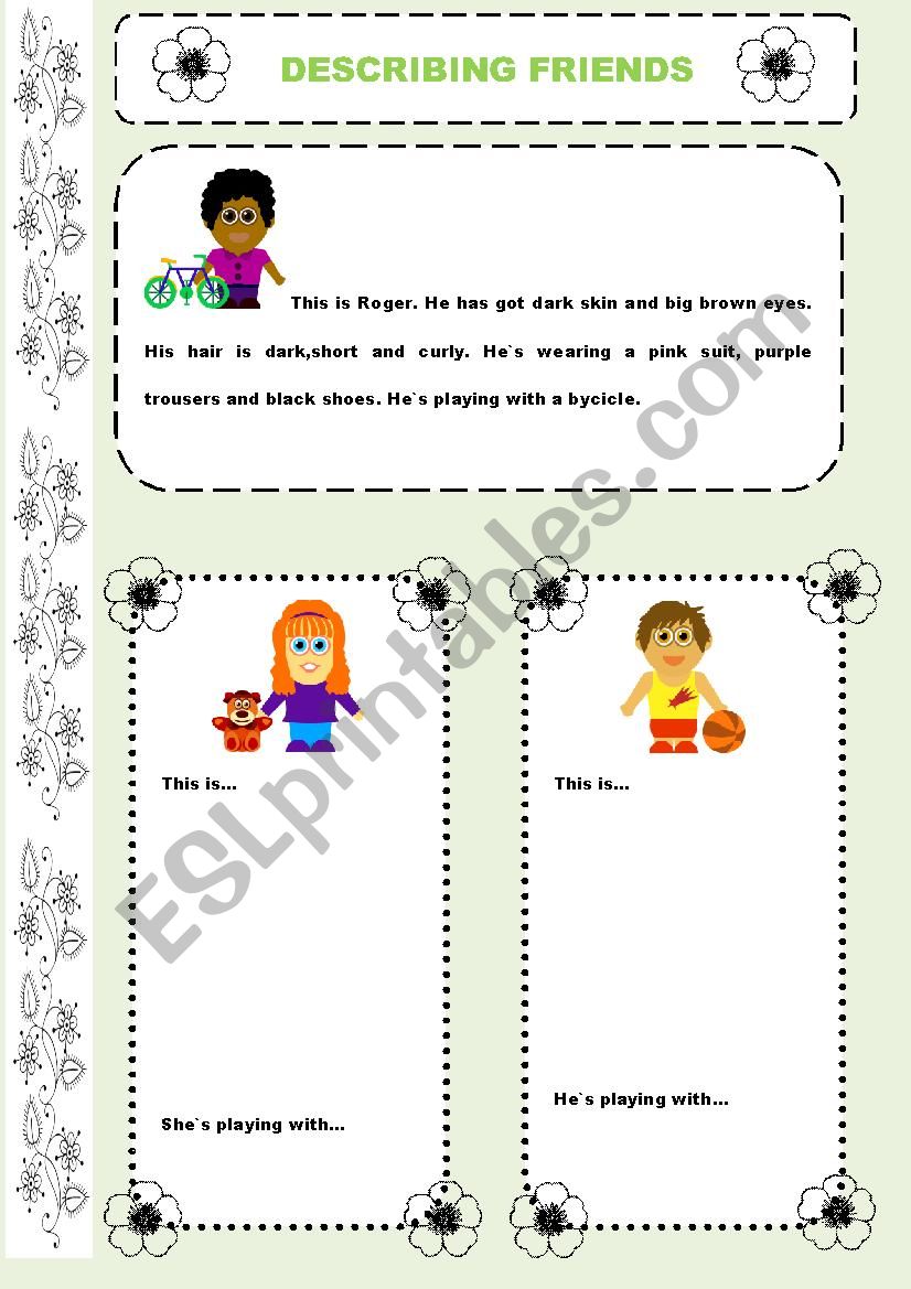 Describing friends worksheet