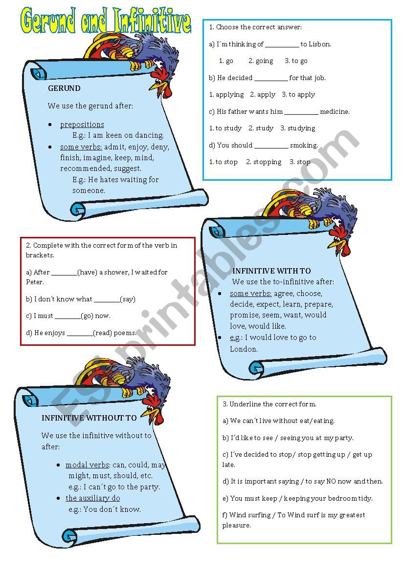 Gerund Vs Infinitive worksheet