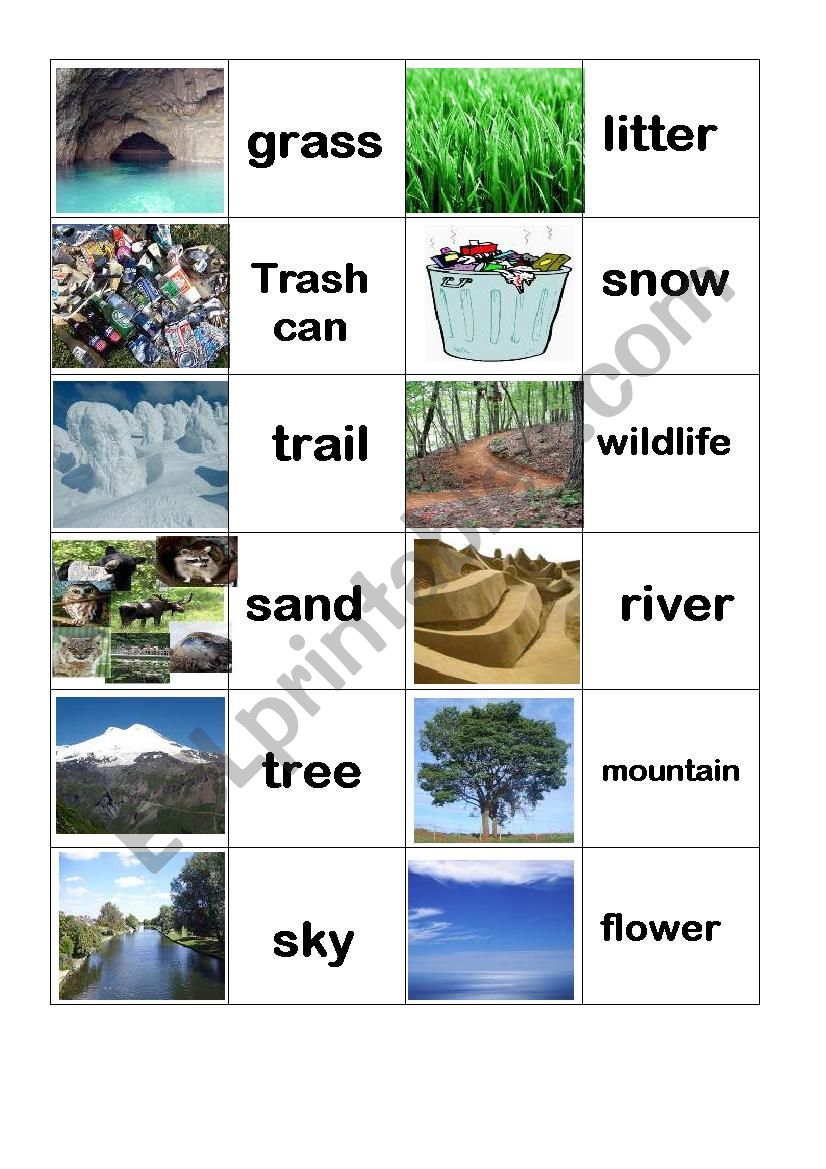 Nature DominÃ³ worksheet