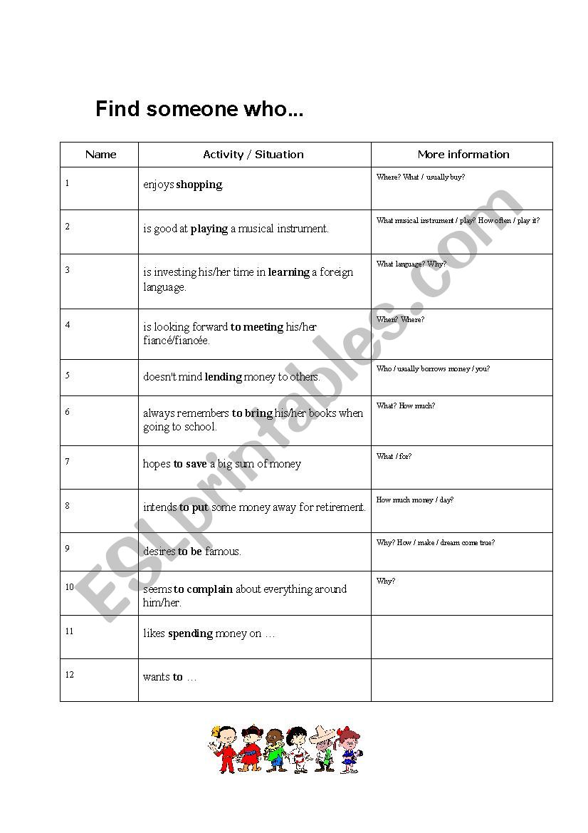 Speaking - using Gerund and infinitive