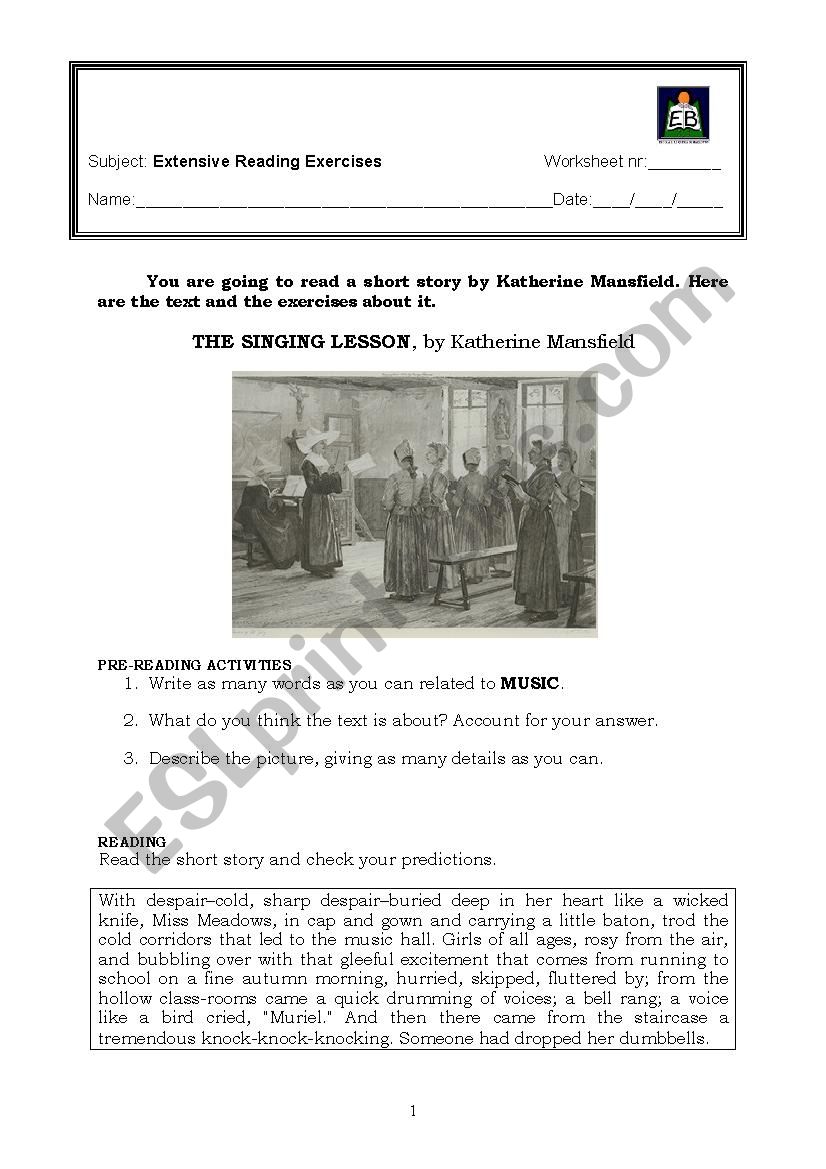 The Singing Lesson worksheet