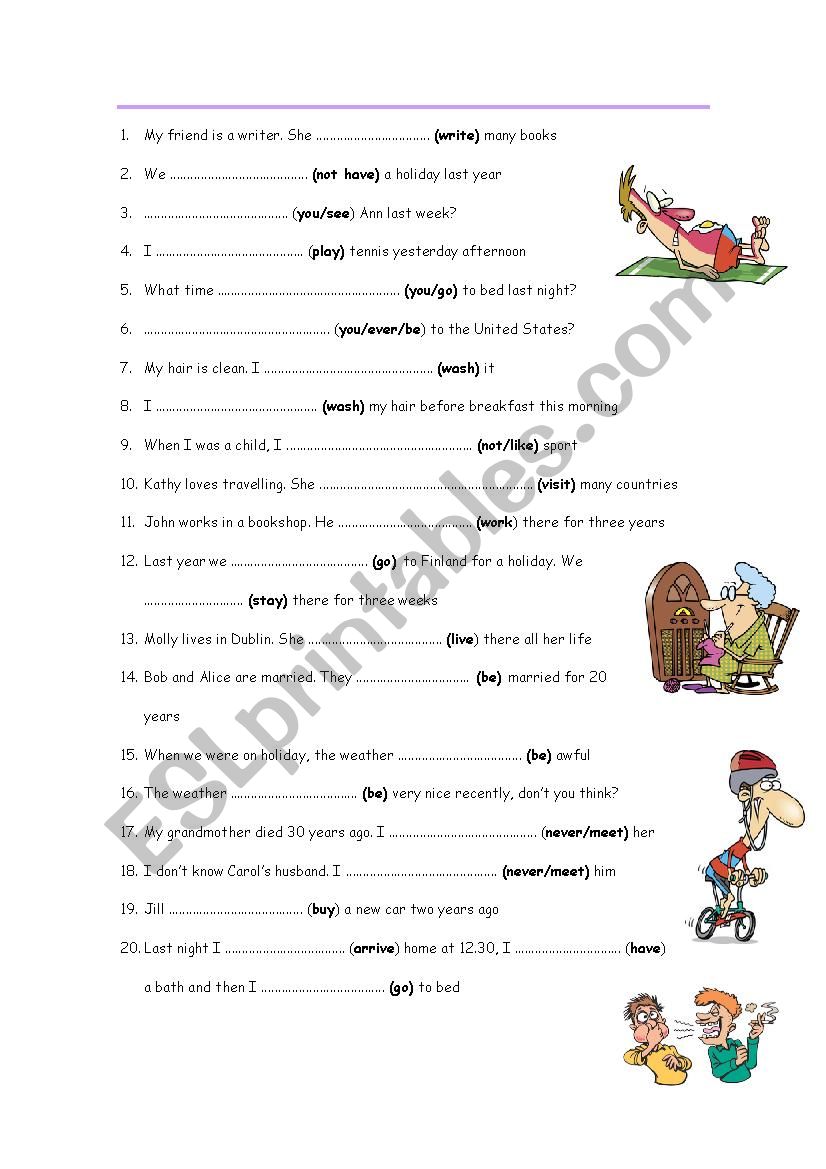past -perfect worksheet