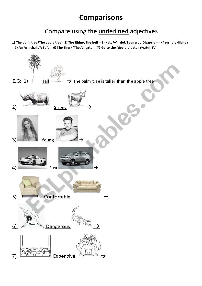 Comparisons exercise worksheet