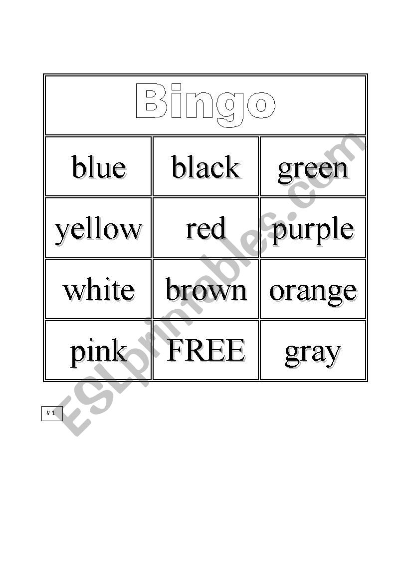 Color Bingo worksheet