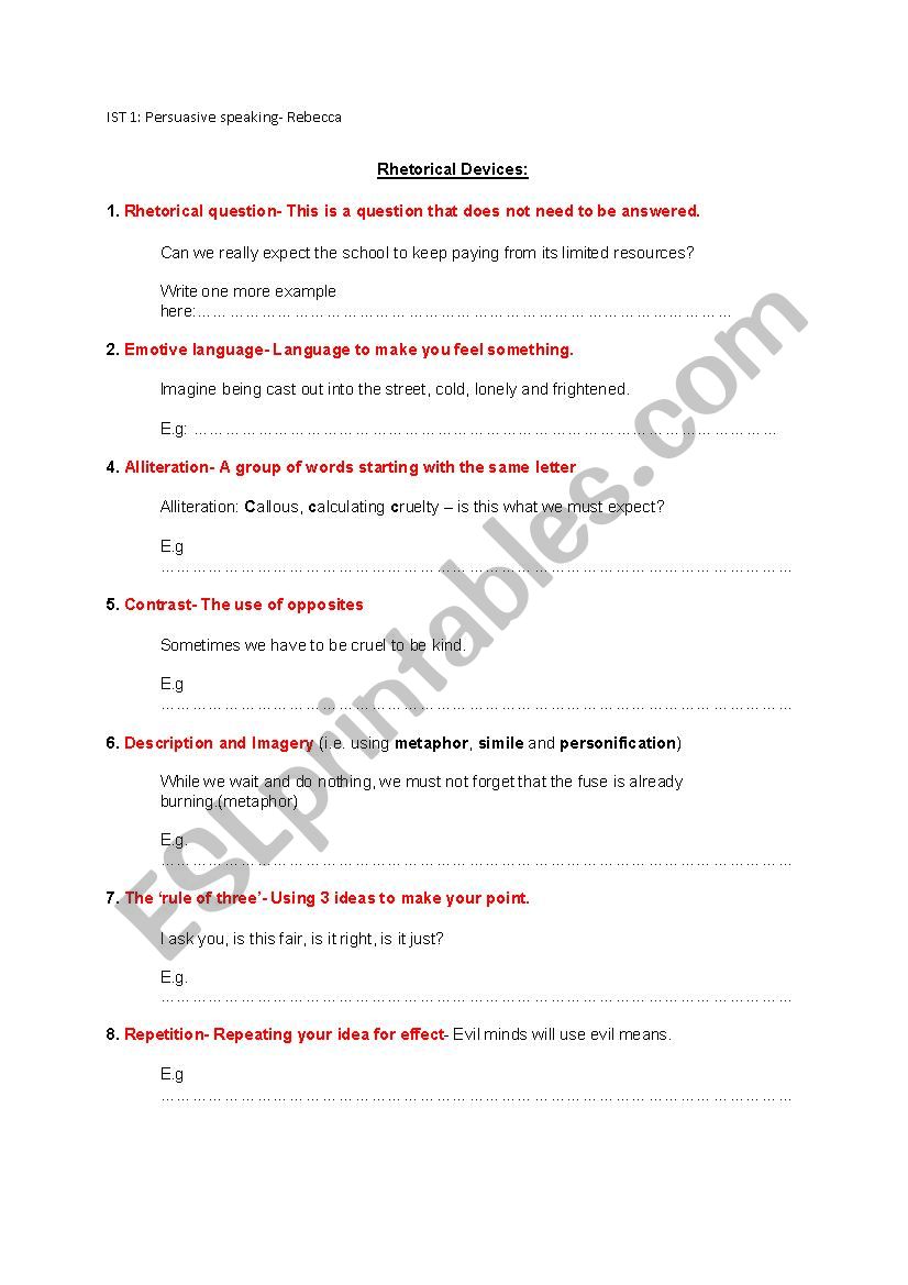 persuasive speaking  worksheet