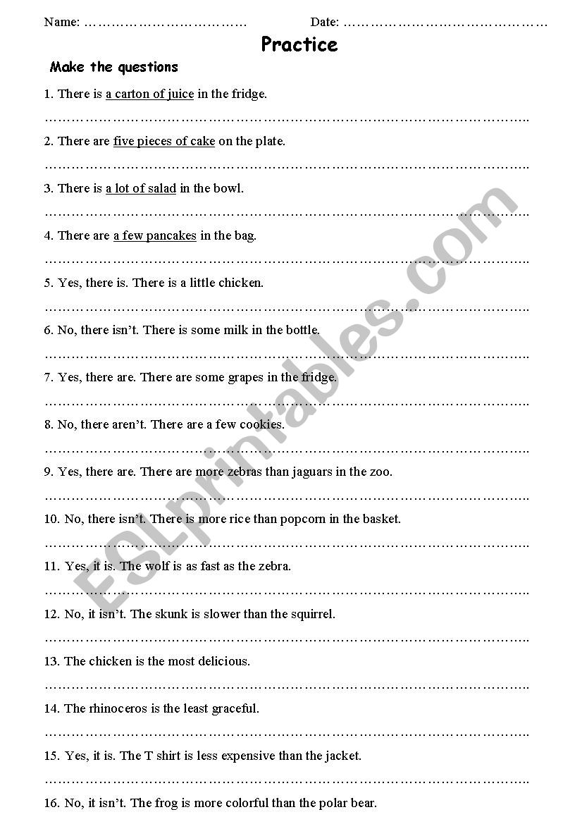 revision worksheet