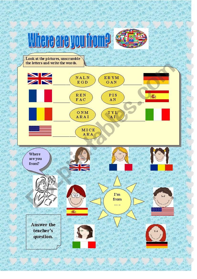 Where are you from? worksheet