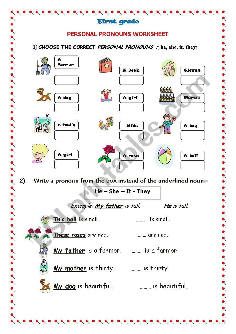 personal pronouns worksheet