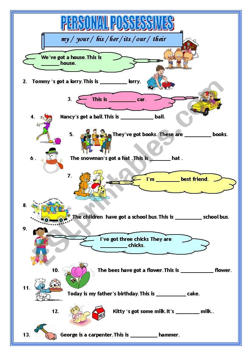 Possessives worksheet