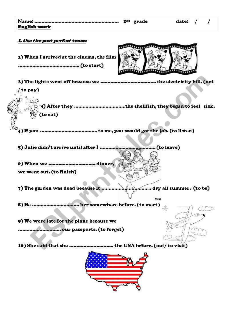 Past Perfect tense worksheet