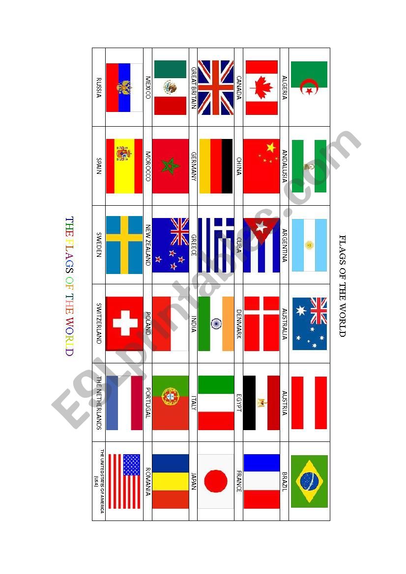 FLAGS OF THE WORLD worksheet