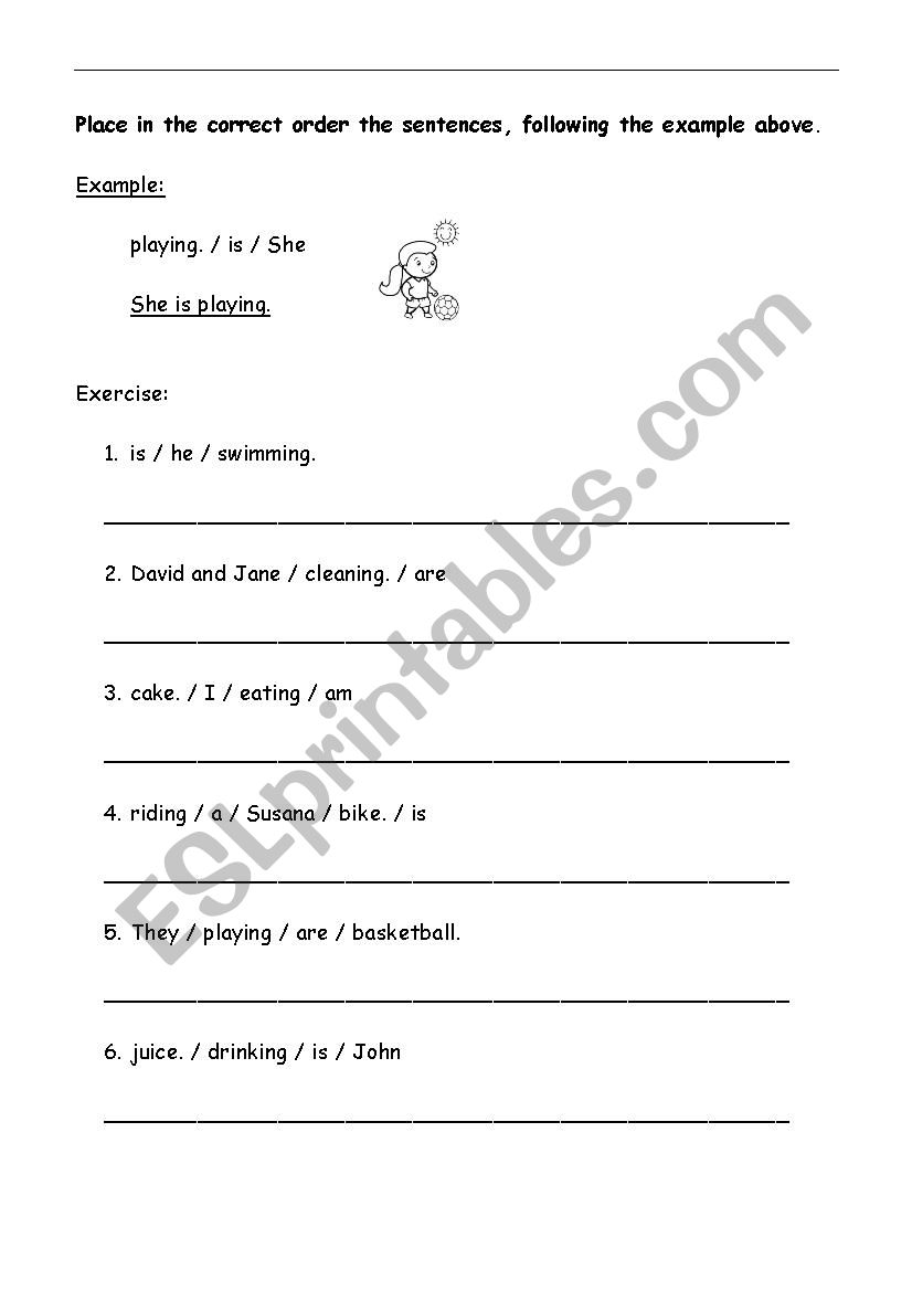 Ordering sentences worksheet