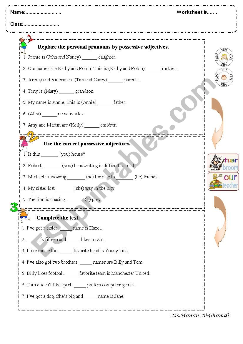 personal pronouns and possessive adjectives