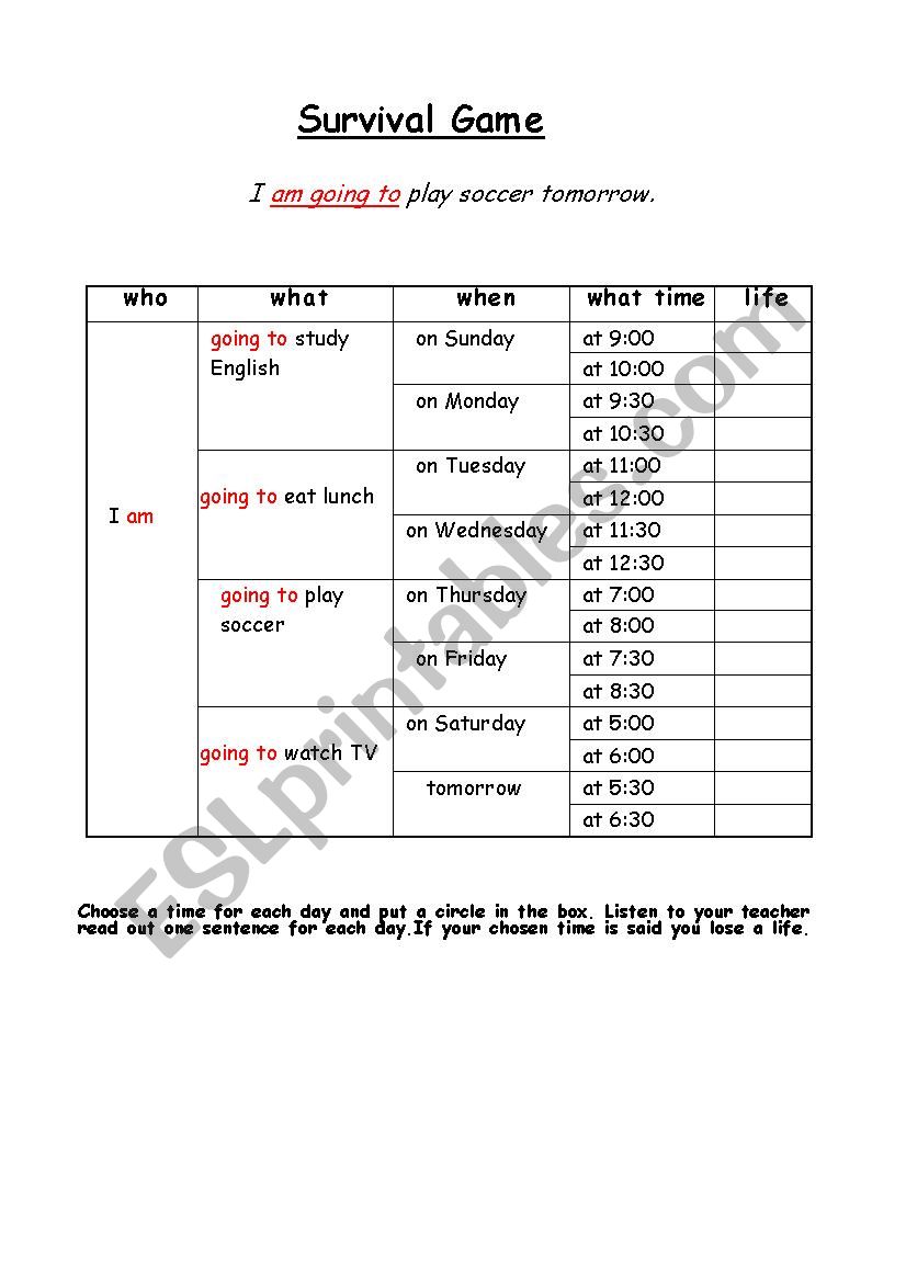 Future tense worksheet