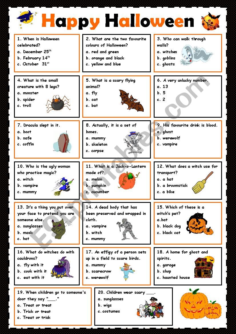 Happy Halloween Esl Worksheet By Kosamysh