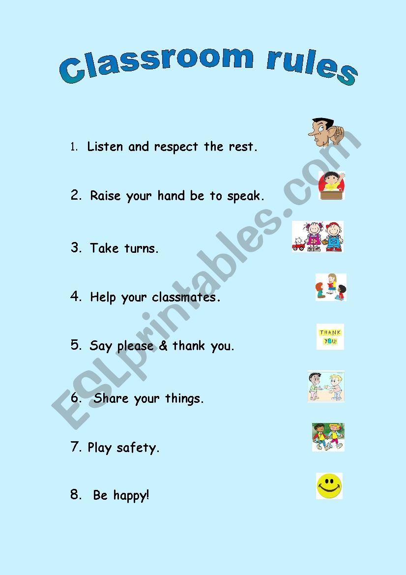 classroom rules  worksheet