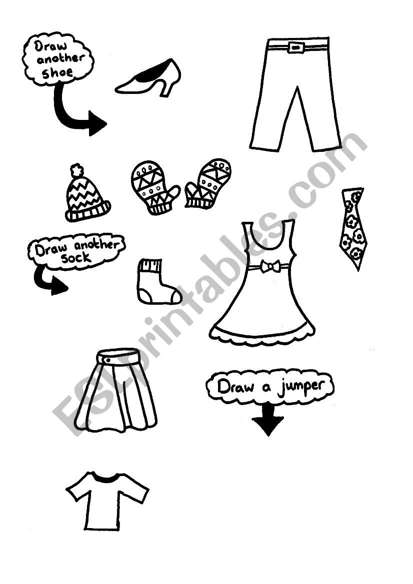 Clothes drawing/activity page worksheet