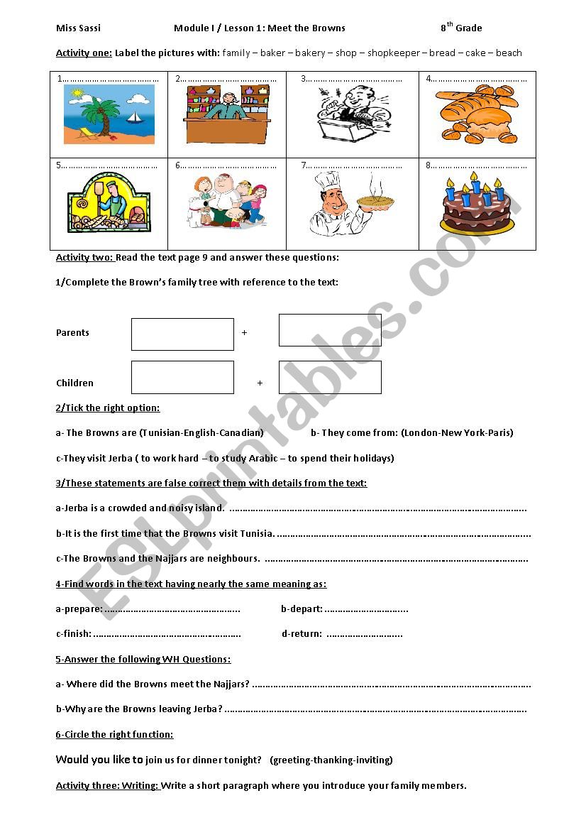 Module I Lesson 1 Meet the Browns