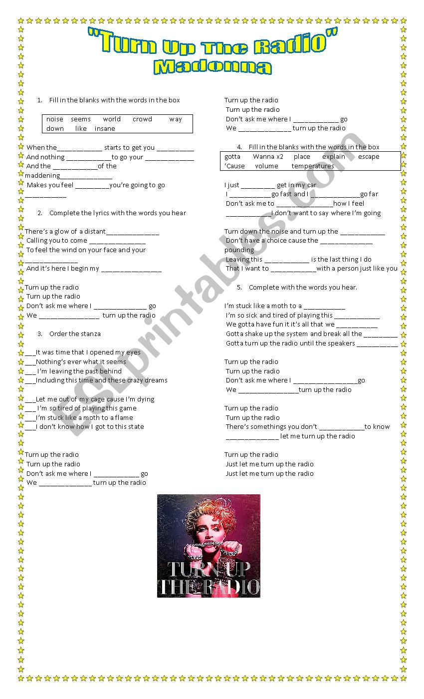 TURN UP THE RADIO (MADONNA) worksheet