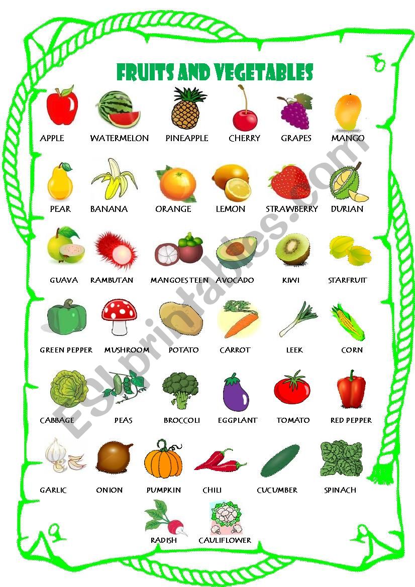 Fruits and Vegetables worksheet