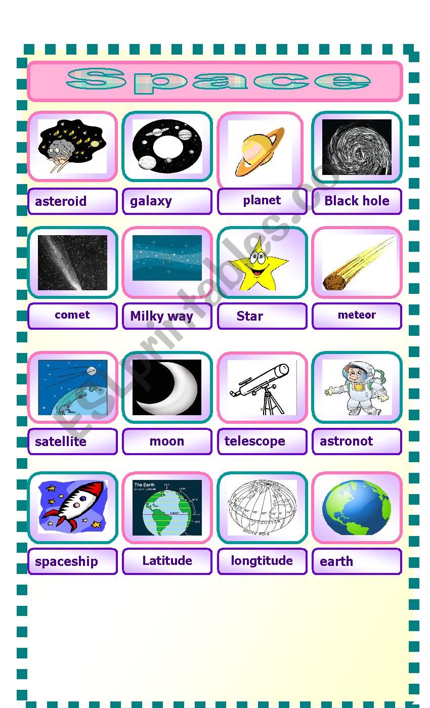 Space Pictionary worksheet