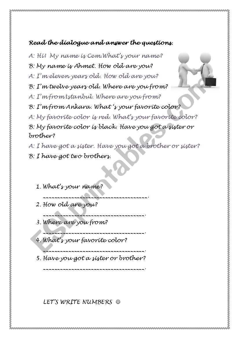 Greetings worksheet