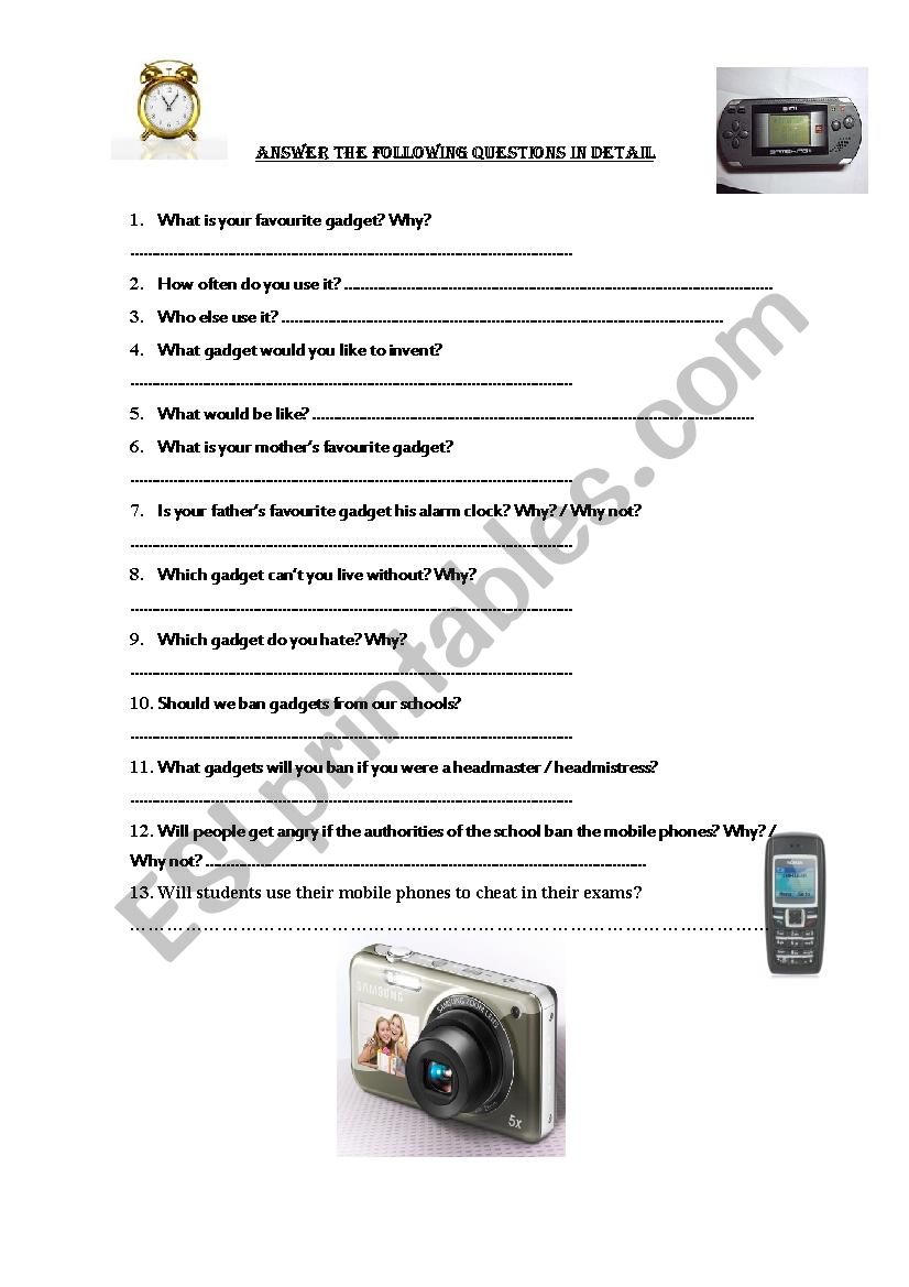 Answer the following questions about gadgets