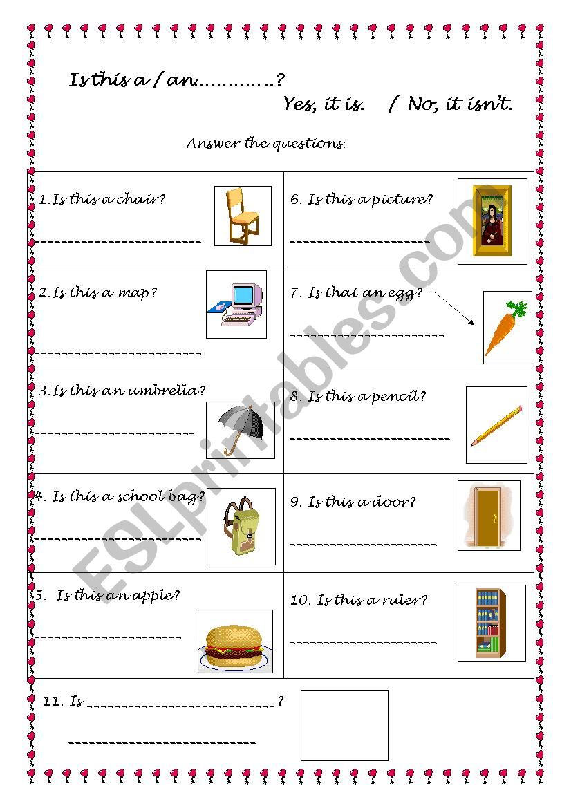 Is this a / an...? worksheet