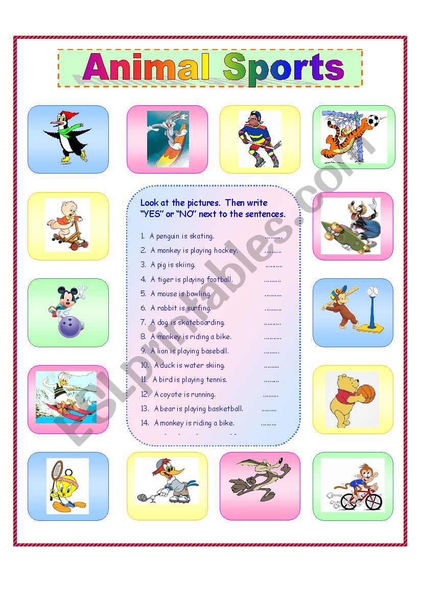 Animal Sports worksheet