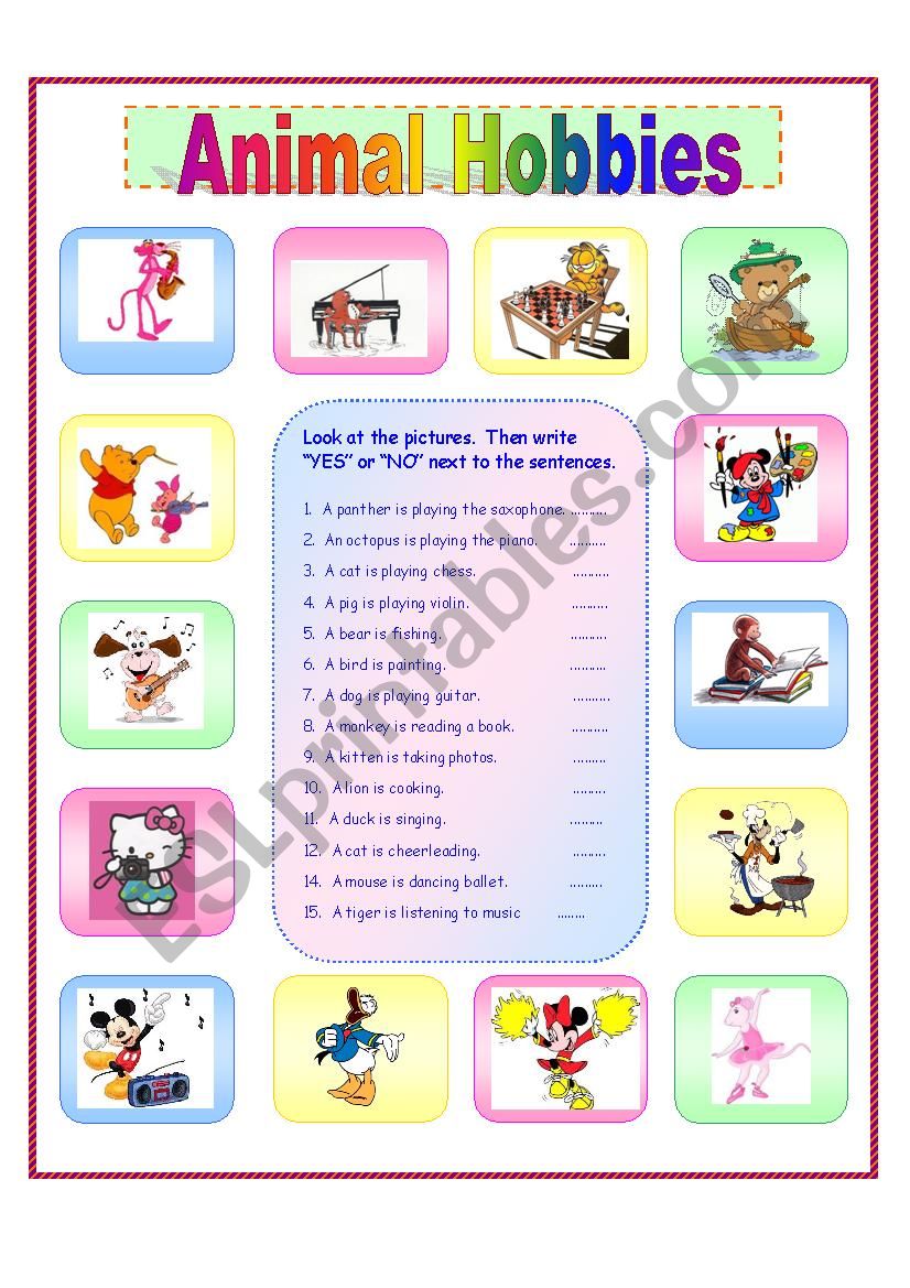 Animal Hobbies worksheet