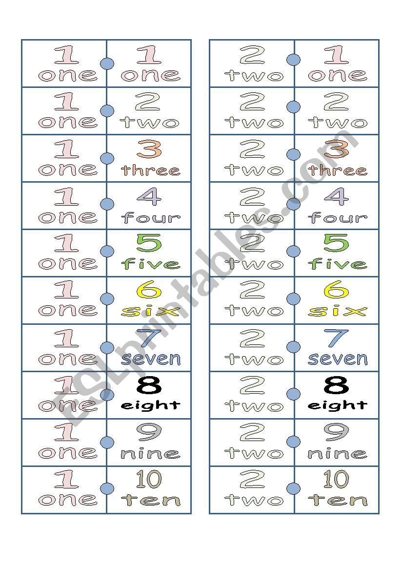 Domino Numeros worksheet