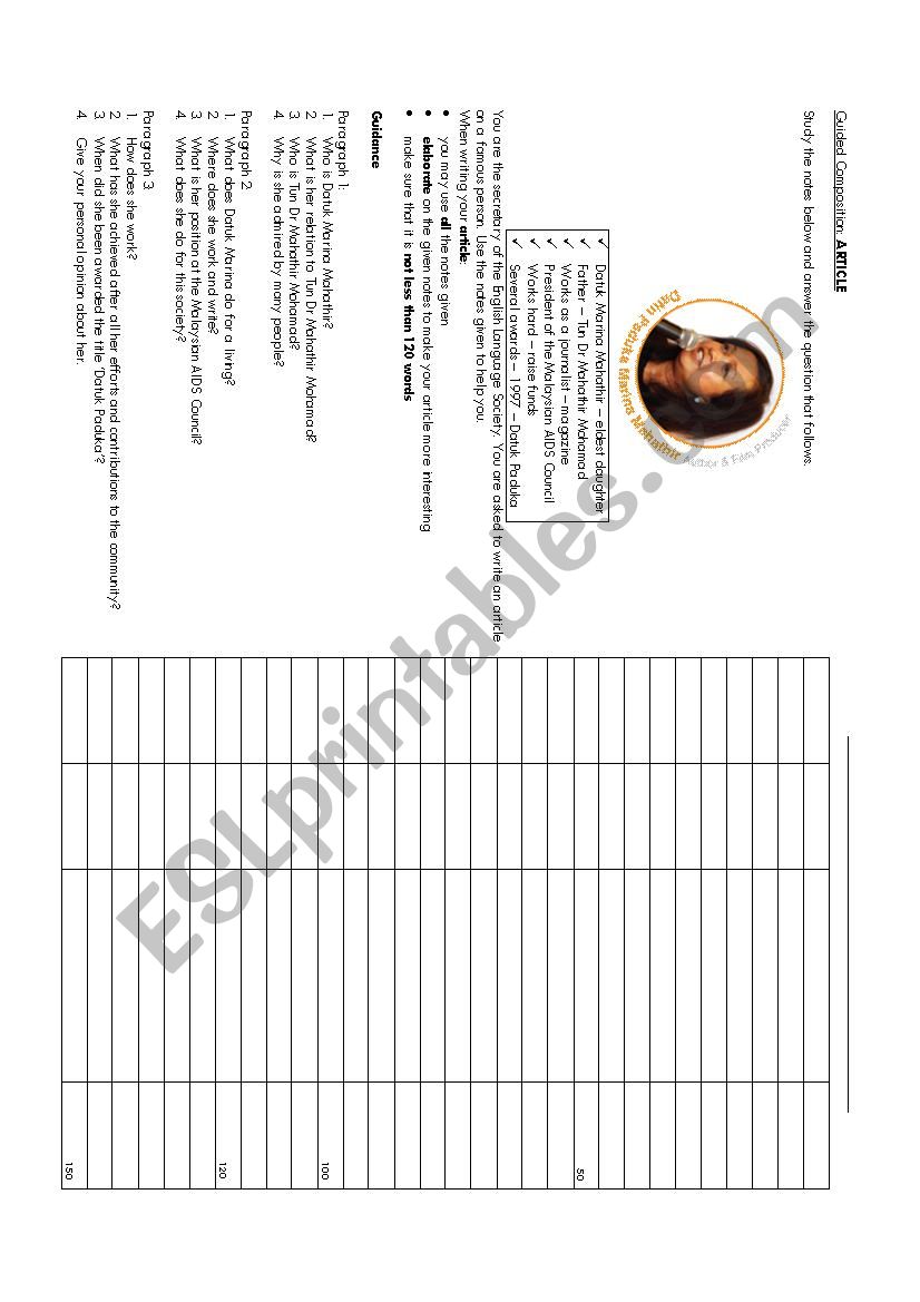 Article-Famous Person worksheet
