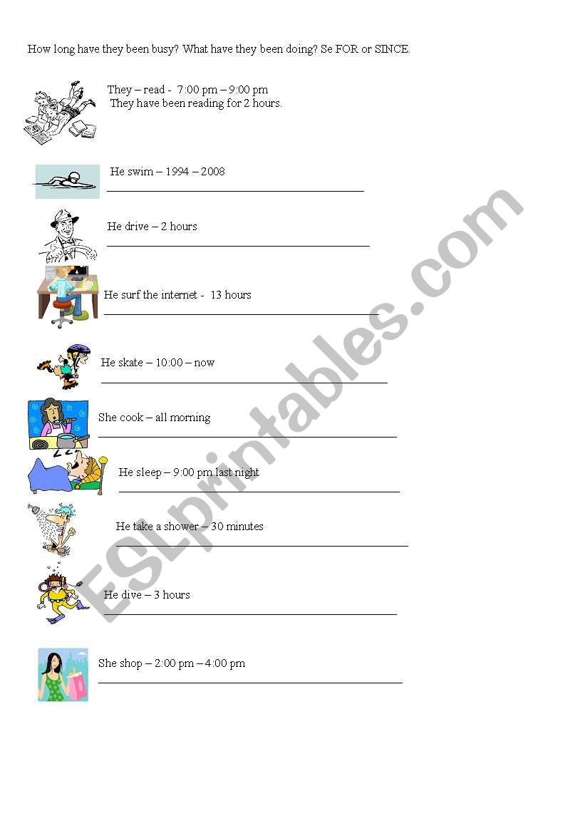 Present Perfect Continuous worksheet