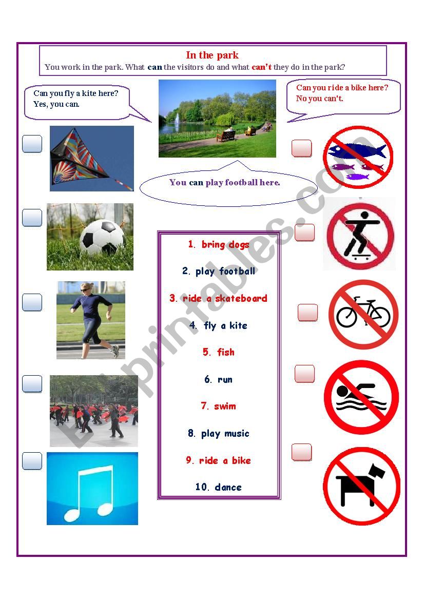 Can and CanÂ´t worksheet