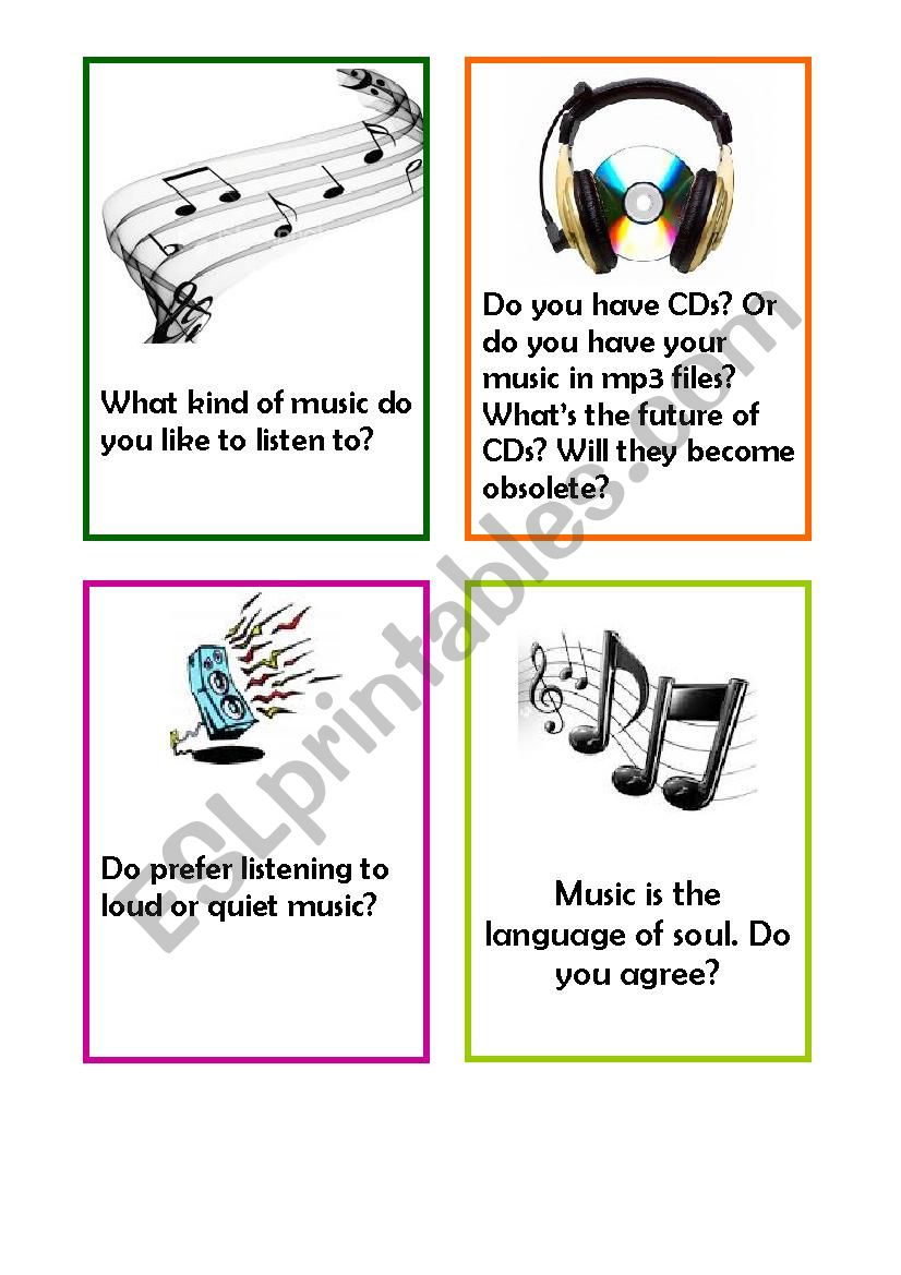 Music discussion cards 3(3) worksheet