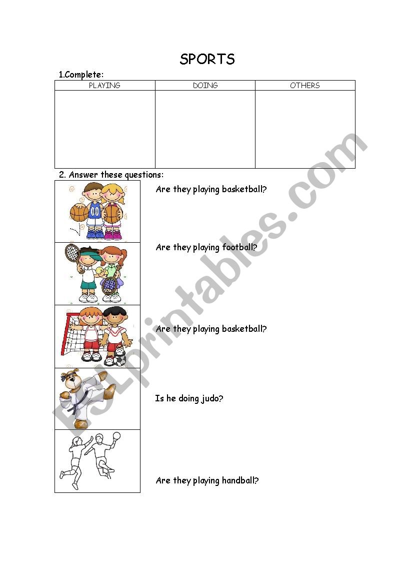 SPORTS worksheet