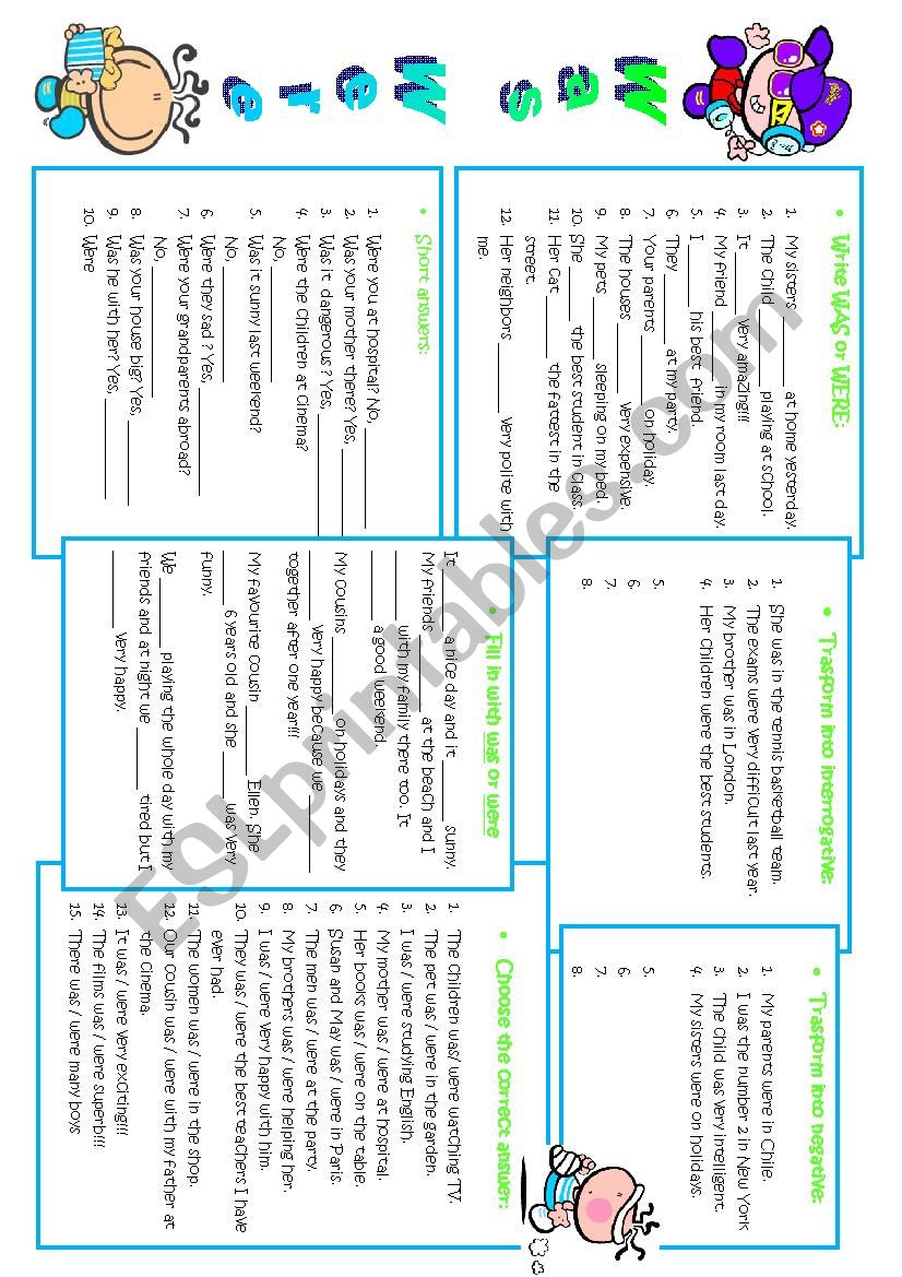 Past simple TO BE worksheet