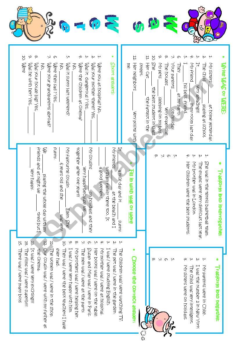 Past simple TO BE worksheet