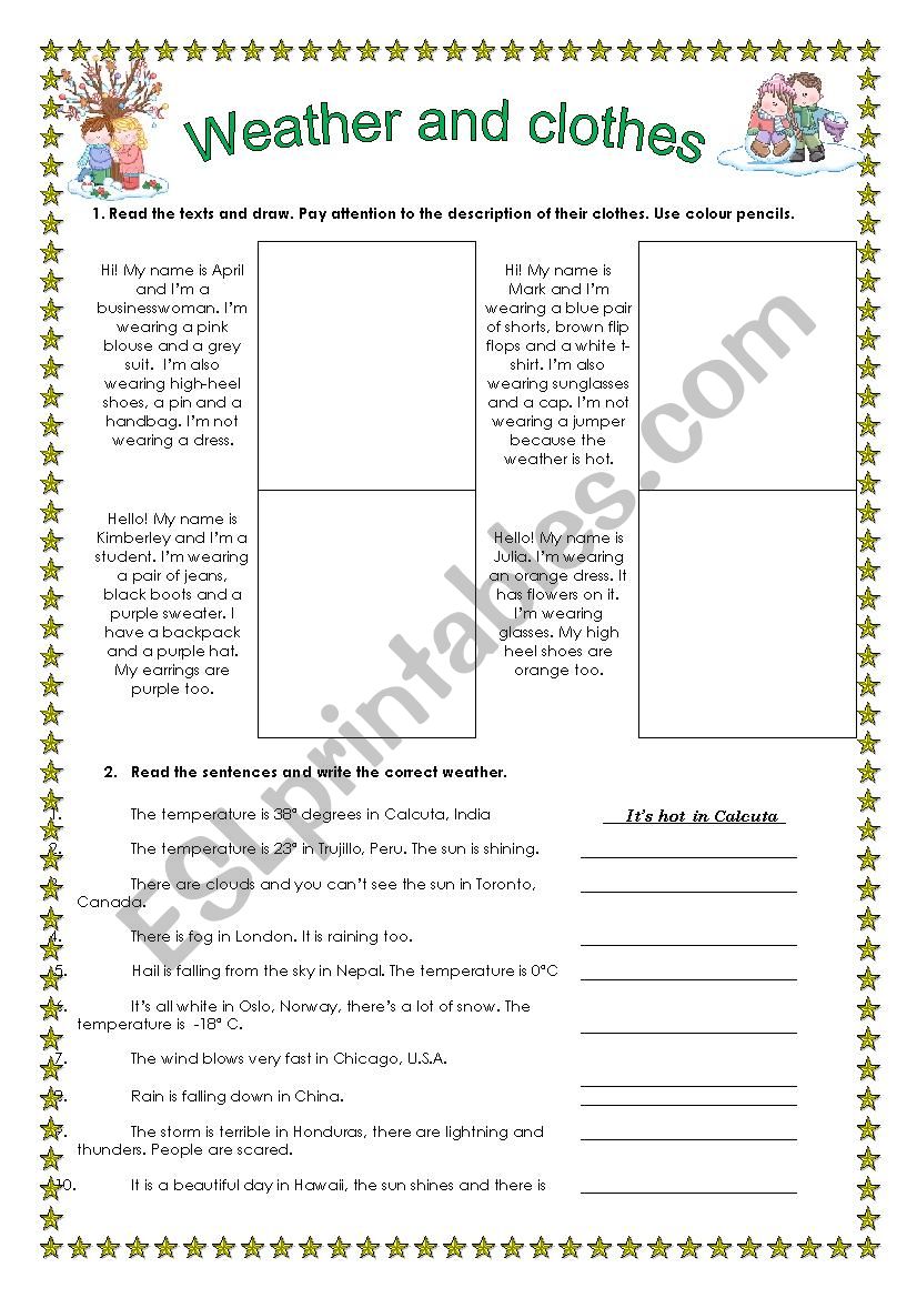 Weather and clothes worksheet