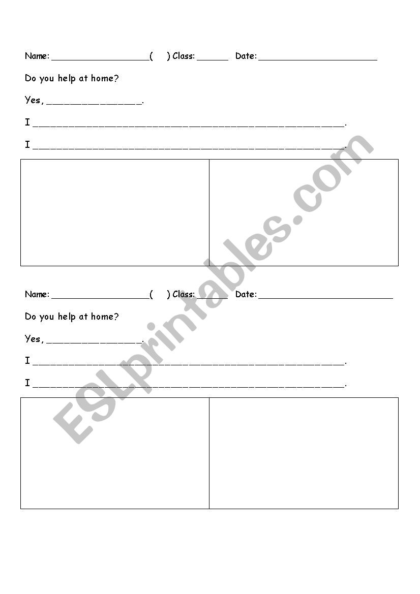 Do you help at home? worksheet