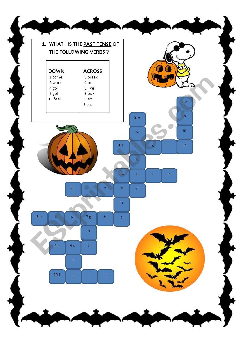 Irregular Verbs - Crossword Puzzle - Halloween