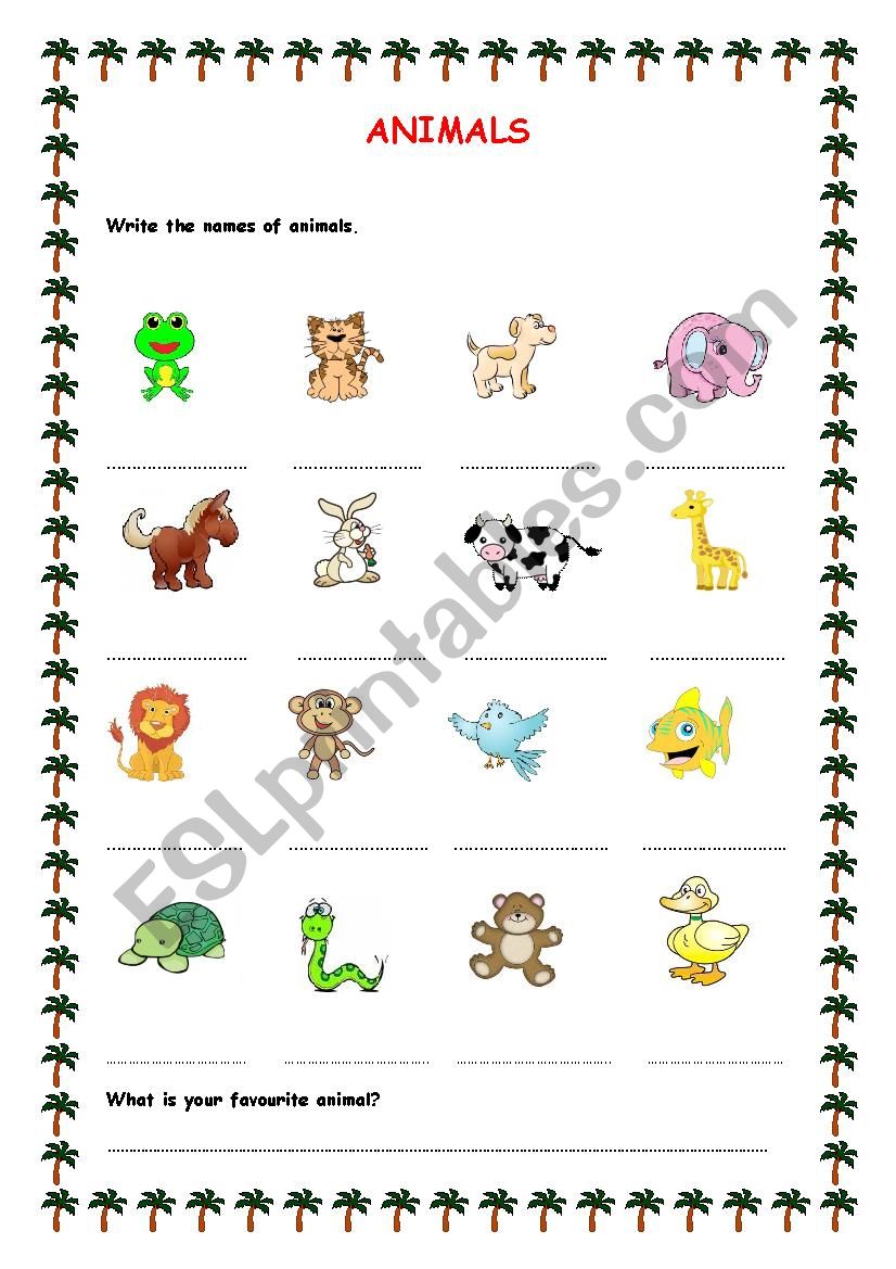 Animals worksheet