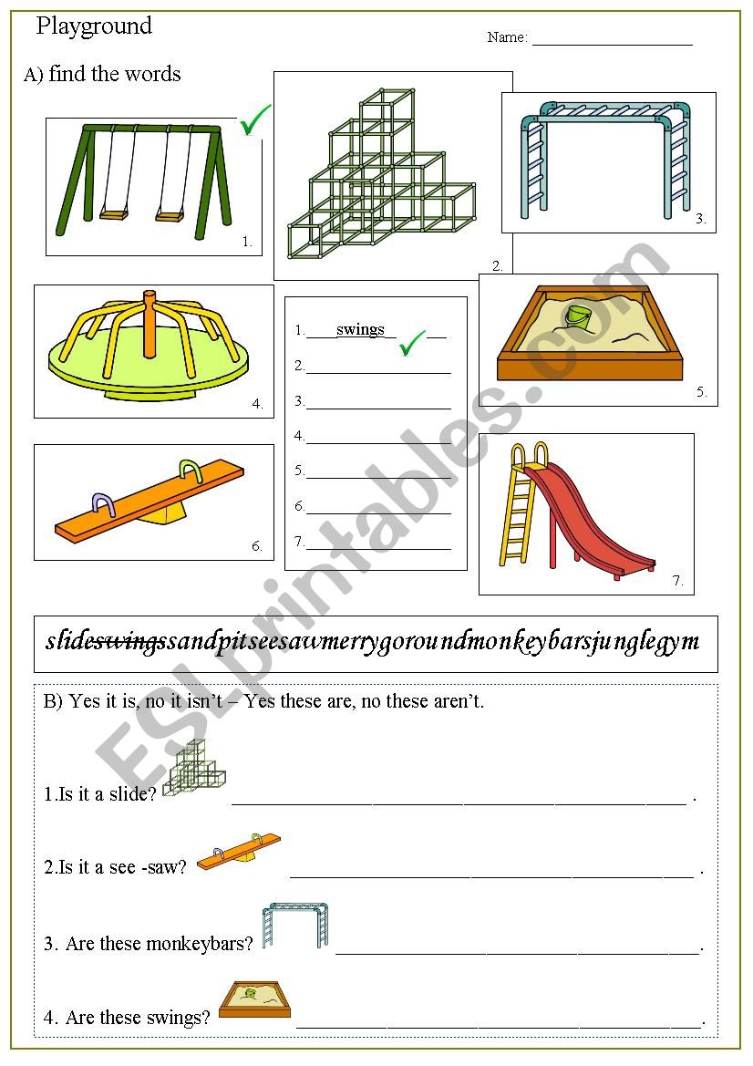 Playground Worksheet To Color