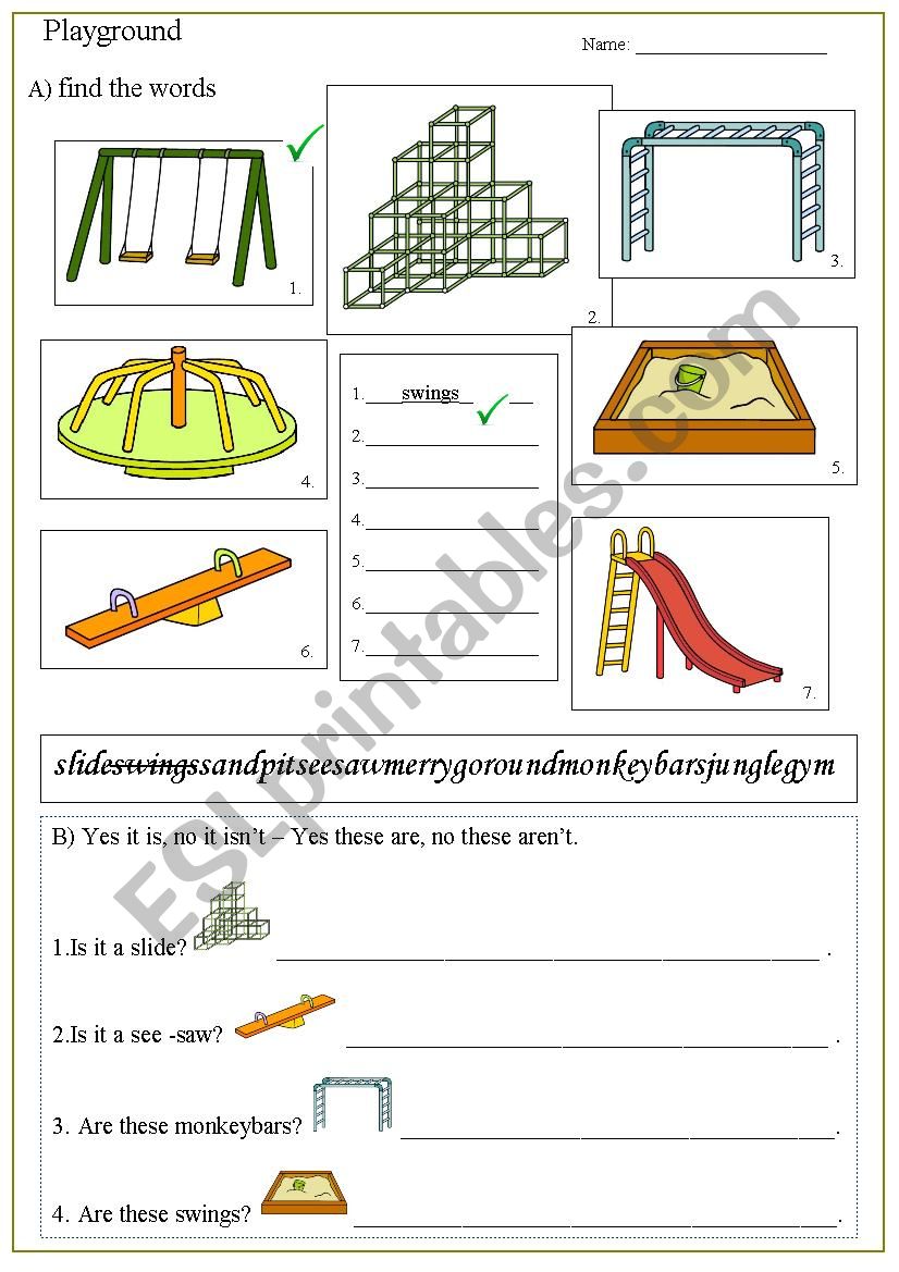 playground worksheet