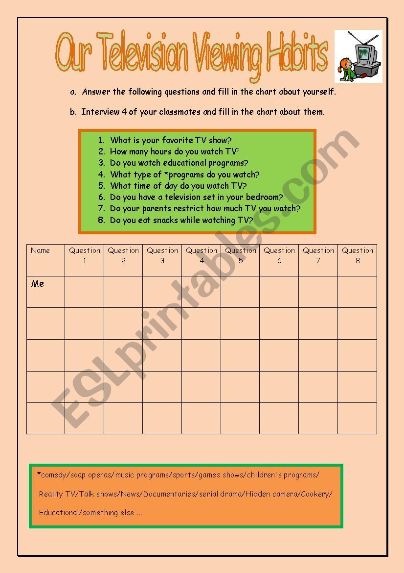 Television Viewing Questionnaire