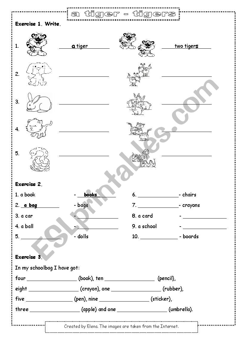 a tiger - tigers worksheet