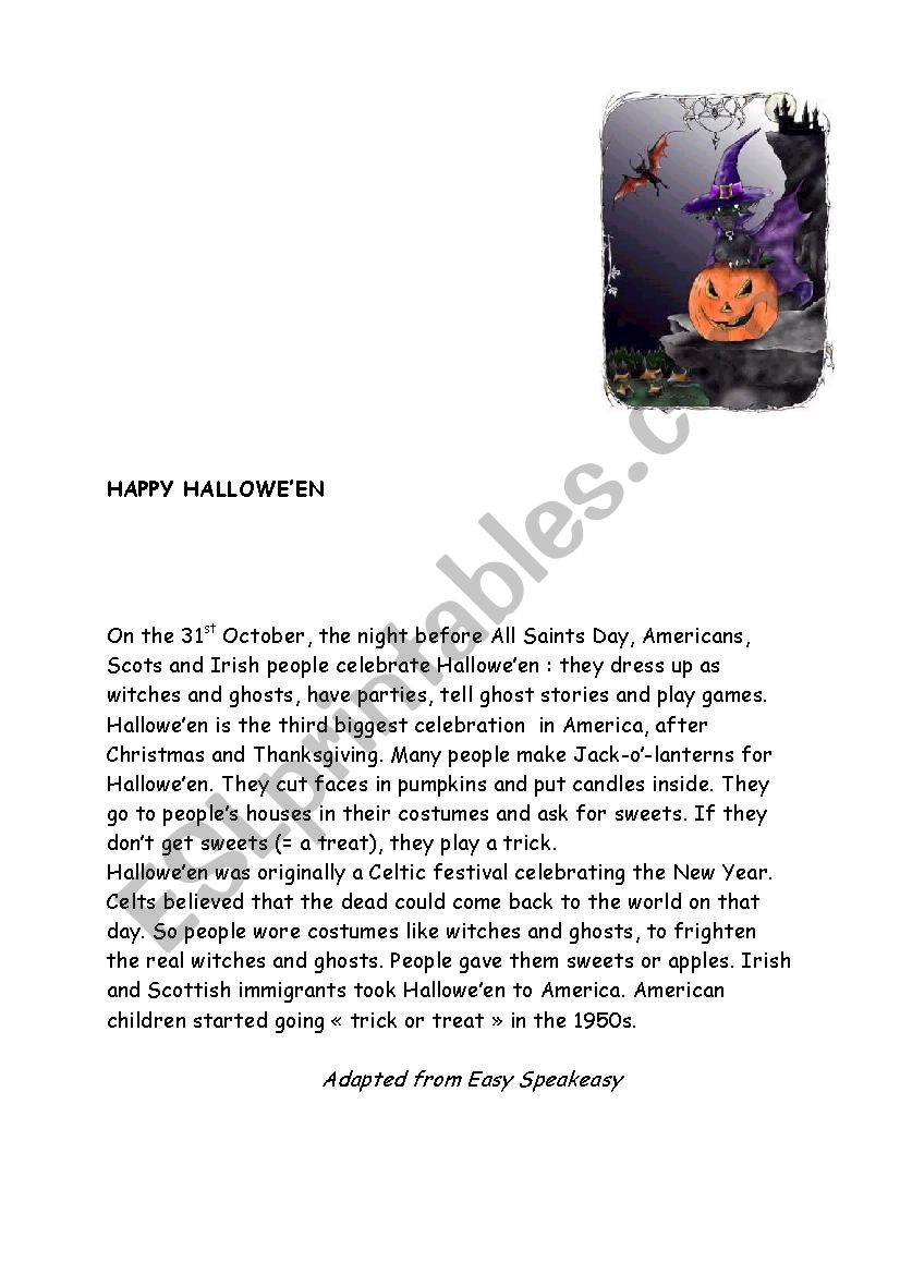 Happy Halloween! worksheet