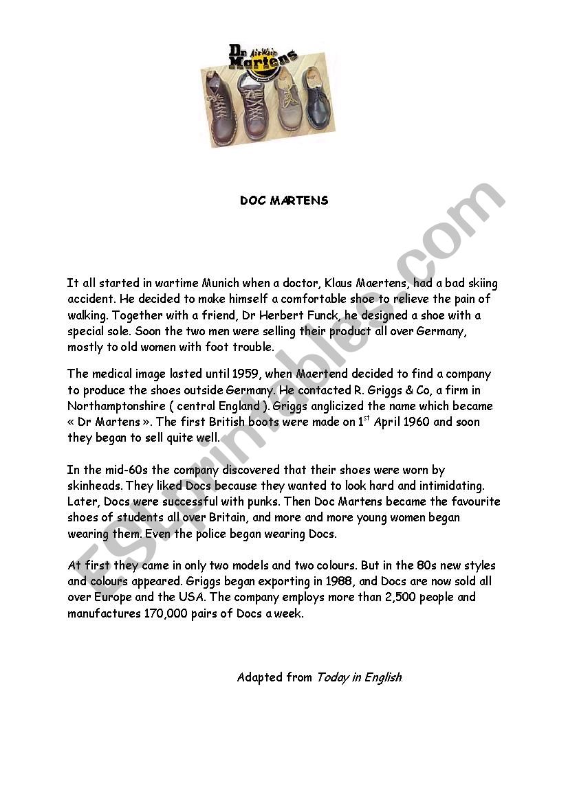 Doc Martens worksheet Doc Martens worksheet