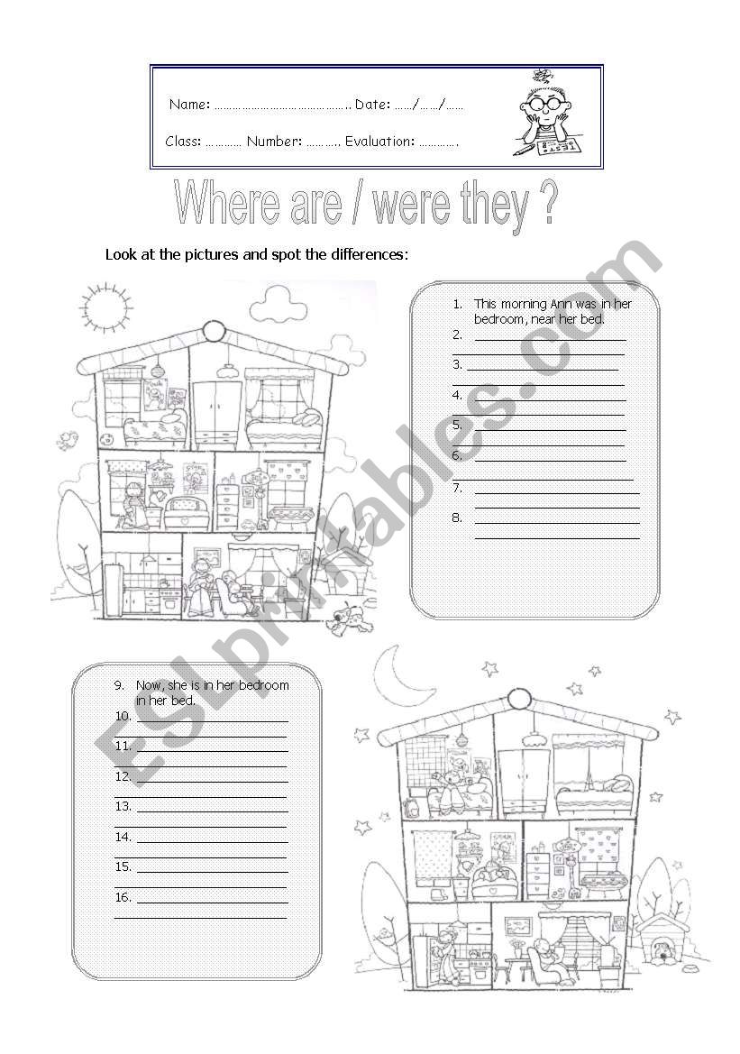 Where are/ were they? worksheet