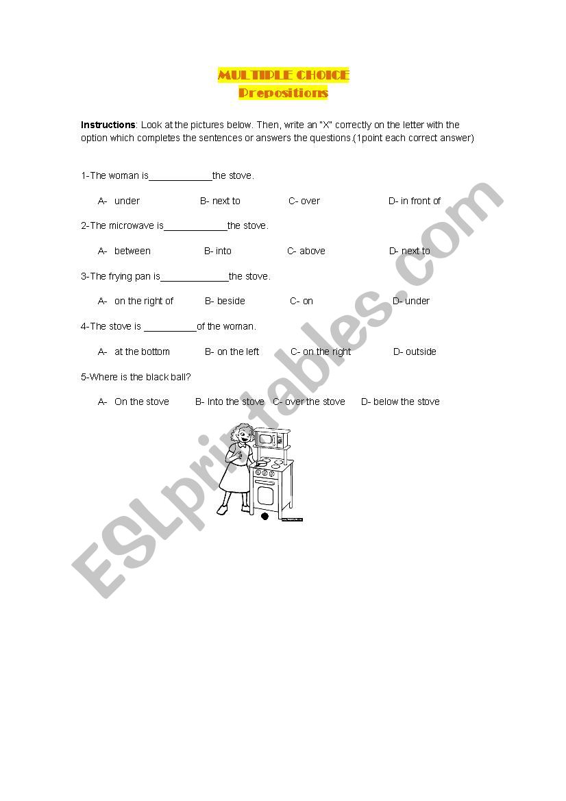 Multiple choice about PREPOSITIONS